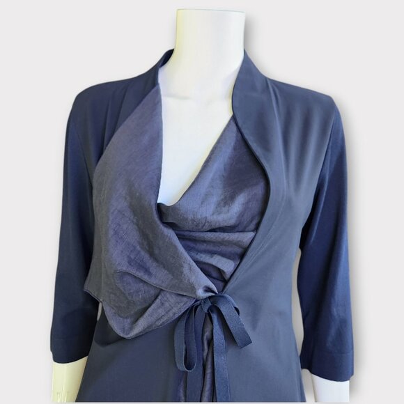 CREA Concept Wrap Cardigan EU 42 US L Navy Blue Flowy Blouse LagenLook - Picture 3 of 7